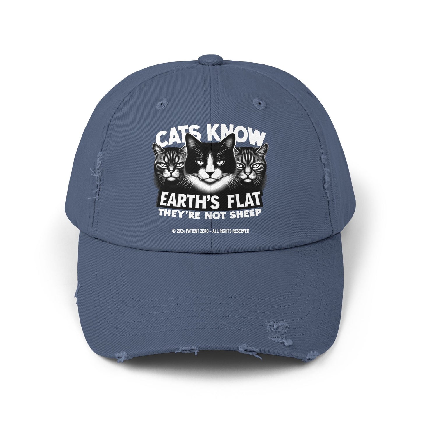 Cap Distressed | Cats Know | Scotland Blue One size