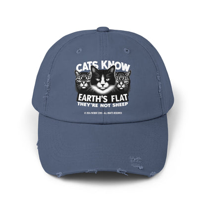 Cap Distressed | Cats Know | Scotland Blue One size