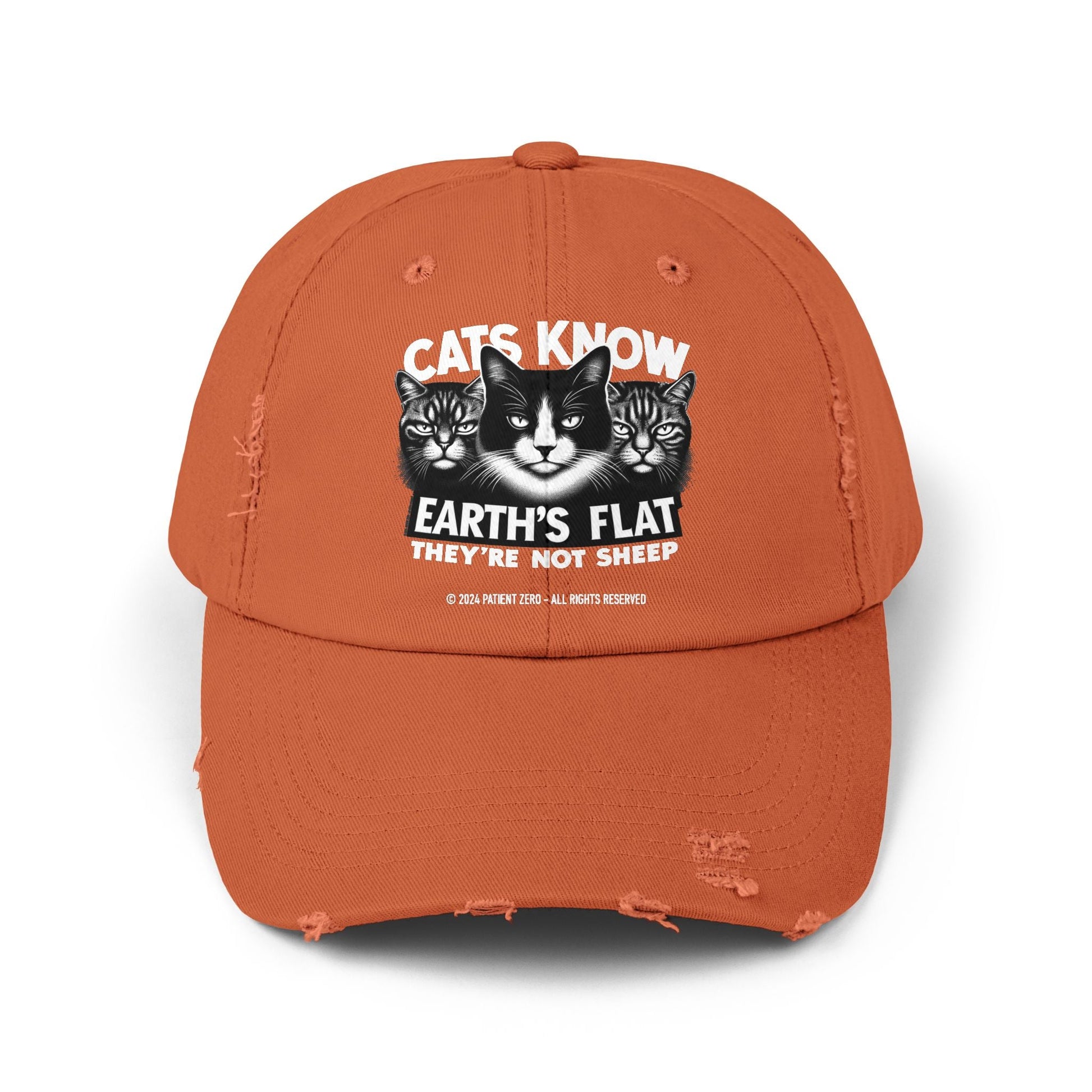 Cap Distressed | Cats Know | Burnt Orange One size