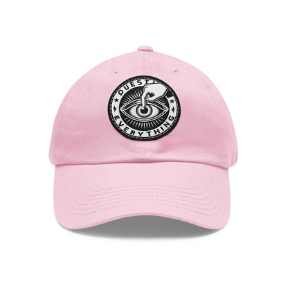 Cap Patch | Question Everything | Light Pink Black patch Circle One size