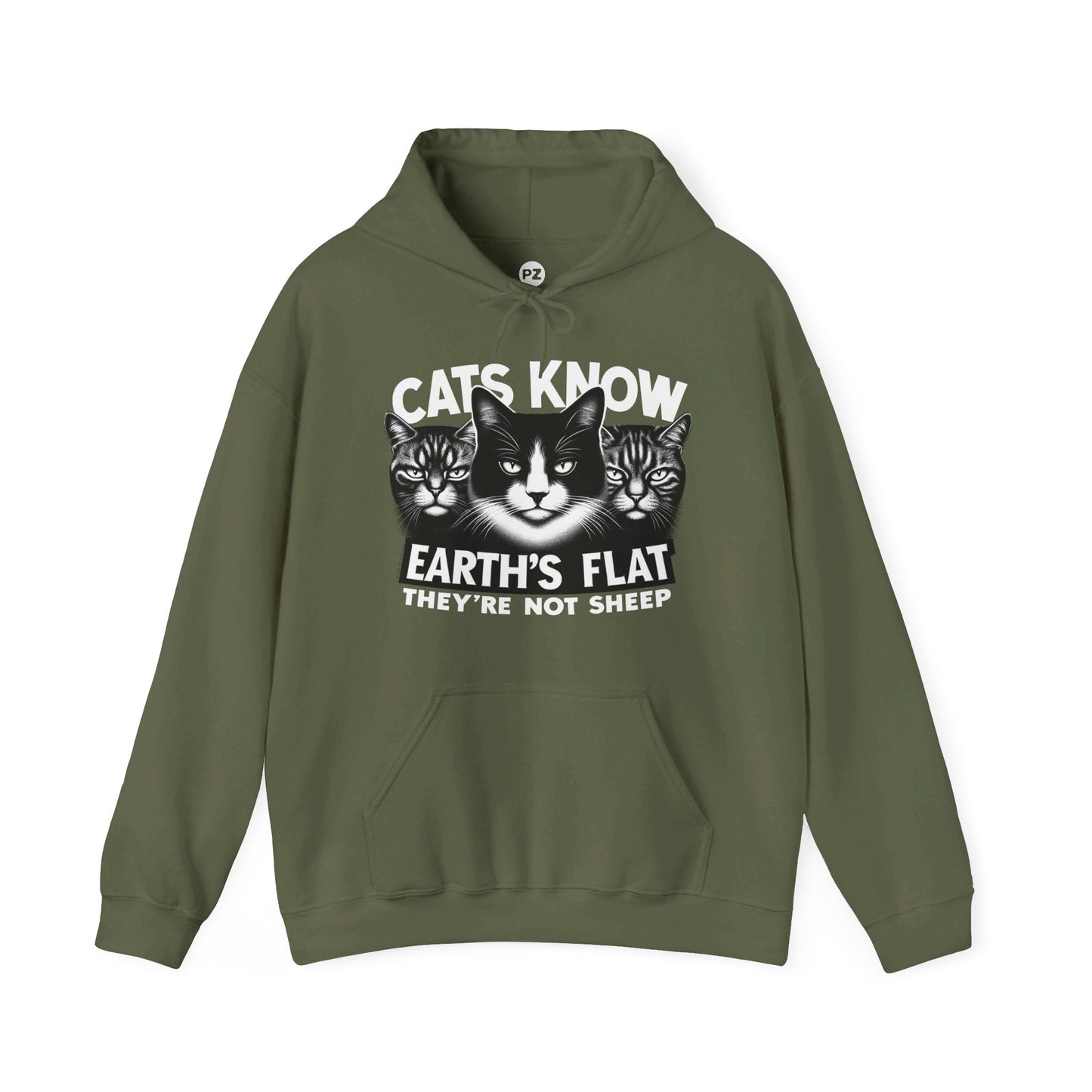 Hoodie | Cats Know | Military Green