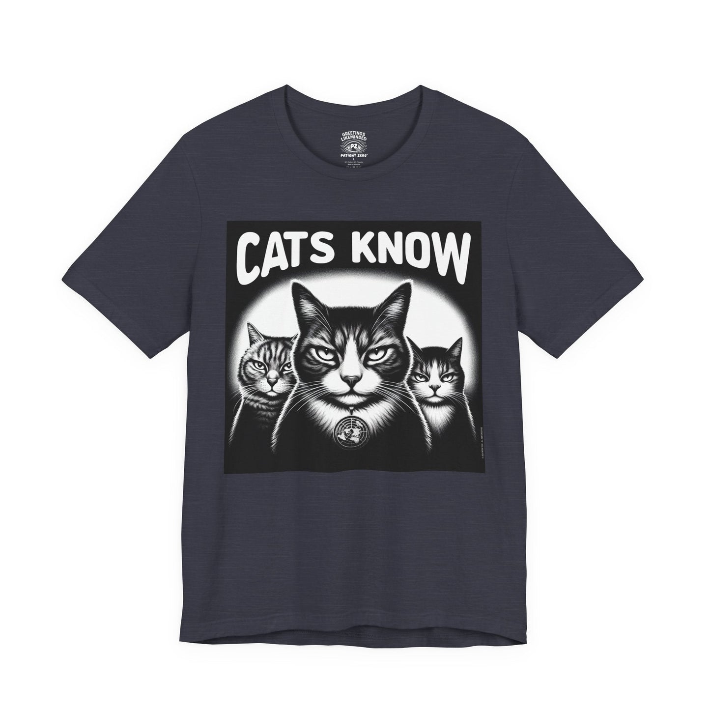 T-Shirt | Cats Know | Heather Midnight Navy