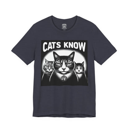 T-Shirt | Cats Know | Heather Midnight Navy